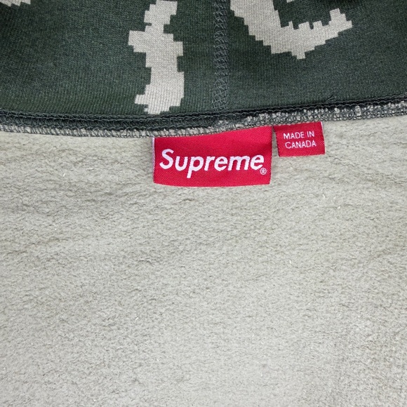 Supreme Olive and Beige Patterned Hoodie - Picture 9 of 10